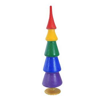 Craftoutlet.Com Rainbow Tree  -  One Glass Tree 17.5 Inches -  Gold Base Sugar Coating  -  175425  -  Glass  -  Multicolored