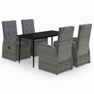 vidaXL Patio Dining Set Seat 3/5/7 Piece Black/Gray 31.5"/55.1" Table Length - 1 of 4