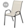 Outsunny Outdoor Dining Chairs Set of 4, Stackable Outdoor Patio Chairs with High Back, Breathable Mesh Seat for Garden Lawn Backyard, Beige - 4 of 4