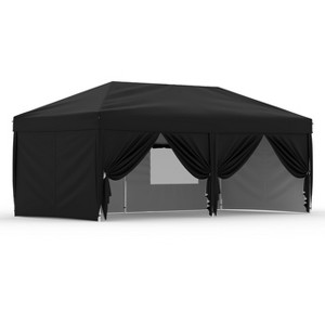 10x20 FT Pop Up Canopy with 6 Sidewalls, Outdoor Instant Tent with Wheeled Carry Bag, Beach Tent with One Push Setup, Portable Gazebo Shelter - 1 of 4