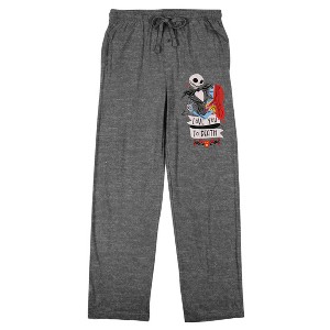 Nightmare Before Christmas Jack Skellington Character Art Adult Gray Heather Sleep Pajama Pants - 1 of 4