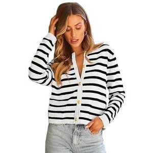 Women Cardigan Sweaters Fall Outfit Clothes Fashion Cropped Jackets - 1 of 2