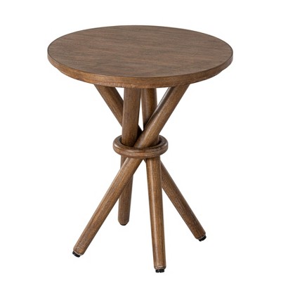 JIONJOY Rustic Round Side Table with Bundled Wood Legs - Farmhouse End Table for Living Room or Office