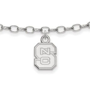 Black Bow Jewelry Sterling Silver North Carolina State Wolfpack NCAA Anklet 9 Inch - 1 of 4