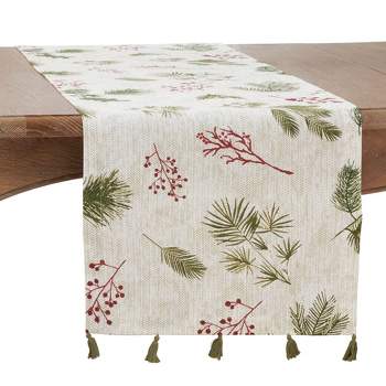Winter Holiday Berry Fabric Table Runner - Mulitcolor - 13x70 - Elrene ...