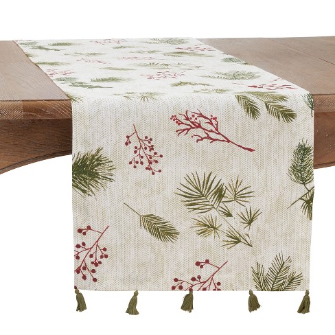 Saro Lifestyle Pine Needle And Red Berry Design Holiday Table Runner ...