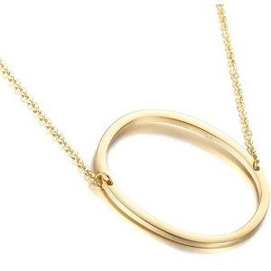 Large Sideways Initial Pendant Necklace 18K Gold Plated Stainless Steel - 1 of 4