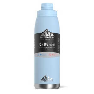 Hydrapeak 40oz Stainless Steel Double Walled Vacuum Insulated Water Bottle With Spill Proof Chug Lid (Cloud) - 1 of 4