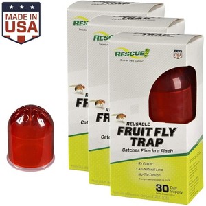 RESCUE! Indoor Non-Toxic Reusable Fruit Fly Trap with Liquid Attractant - 3 Pack (3 Traps) - 1 of 4