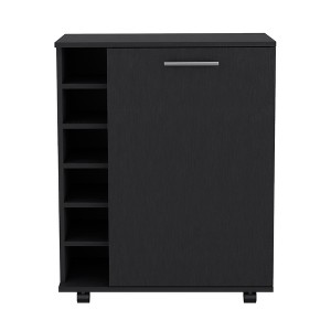 Kitchen Cart with Integrated Bottle Storage and Versatile Serving Top - 1 of 4