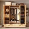 Famapy Beige 4 Door Armoir Wood Color Finish 2 Bottom Drawer Cabinets Stylish Storage - 2 of 4