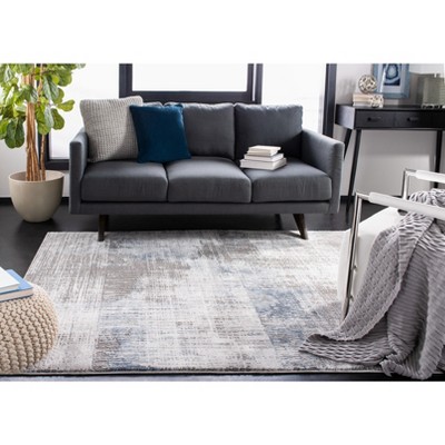 Contemporary Abstract Gray/Blue Synthetic 9' x 12' Area Rug