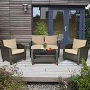 Tangkula 4PCS Cushioned Rattan Conversation Set w/ Coffee Table Patio Outdoor - 3 of 4
