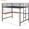 Twin/Full Size Metal Loft Bed with Desk and Metal Grid, Space-Saving Study Bed Frame, White/Black - HABITRIO - 4 of 4