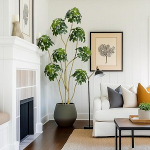 5ft Tall Fake Plant Indoor,Faux Floor Tree Fake Trees in Decorative White Planter with Multiple Trunks Design, for Home Offices - 1 of 4