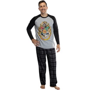 Harry Potter Men's Raglan Shirt And Plaid Pants Pajama Set - 1 of 4