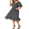Agnes Orinda Women's Plus Size Floral Ruffle Hem Square Collar Empire Waist Dresses - 2 of 4