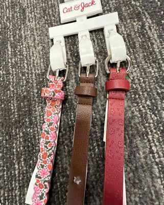 Kids' 3pk Heart Buckle Studded Embossed Belt Set - Cat & Jack