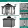 10x10 Ft Hardtop Gazebo Double Roof Galvanized Iron Alum With Curtains ...