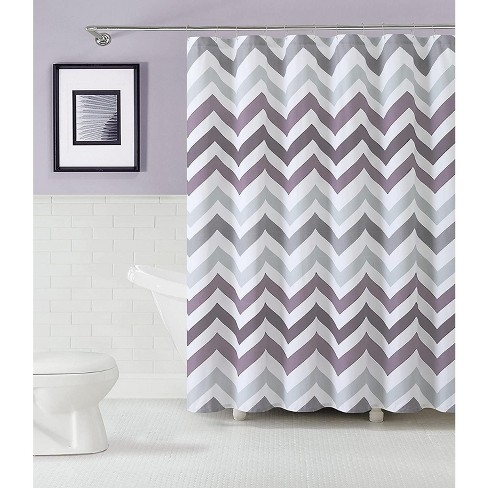Cotton Chevron Fabric Shower Curtains, Purple Fabric Shower Curtain