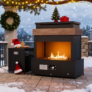 EAGLE PEAK Outdoor Propane Fireplace 50,000 BTU Gas Fireplace with Propane Tank Table & Cover - 1 of 4