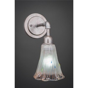 Toltec Lighting Vintage 1 - Light Sconce in  Aged Silver with 5.5" Fluted Frosted Crystal Shade - 1 of 1
