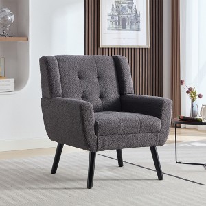 ATJafure Modern Soft Linen Material Ergonomics Accent Chair With Black Legs For Indoor Home Living Room Bedroom Home - 1 of 4