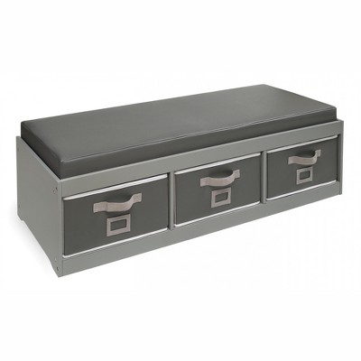 Badger Basket Kid's Storage Bench with Cushion and Three Bins