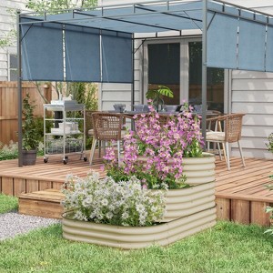 Vince 3-Tier Galvanized Raised Garden Bed, 62.25" x 43" x 32.25" Planter Box with Rubber Strip Edging, Patio Outdoor Furniture - The Pop Home - 1 of 4