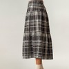Anna-Kaci Women's High Waist Plaid Midi Skirt with Soft Textured Fabric and Tiered A-Line Silhouette - 4 of 4