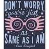 Women's Harry Potter Just As Sane As Luna Lovegood T-Shirt - 2 of 4