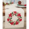 Saro Lifestyle Festive Holly Berry Wreath Table Runner, 16"x70", Beige - 3 of 3
