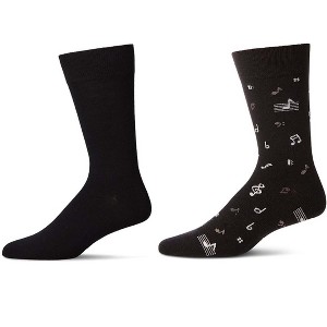 MeMoi 2 Pair Men's Luxuriously Soft Cashmere Blend Novelty Crew Socks - 1 of 3