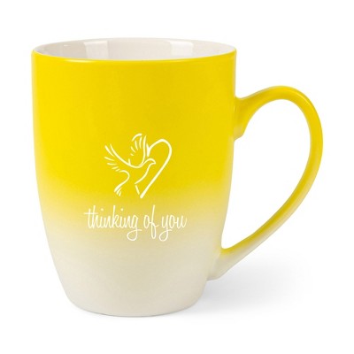 Elanze Designs Thinking Of You Two Toned Ombre Matte Yellow and White 12 ounce Ceramic Stoneware Coffee Cup Mug