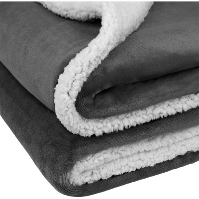 Charcoal Reversible Sherpa Fleece Throw Blanket 50" x 60"