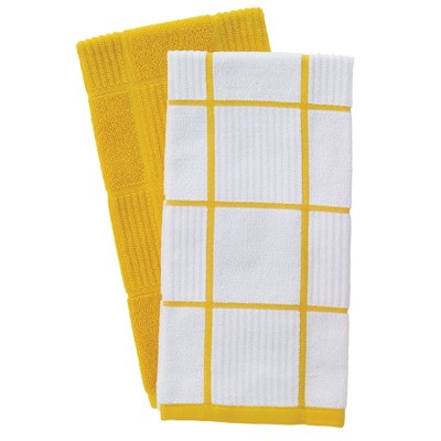 T-fal Solid and Check Parquet Kitchen Towels, Two Pack