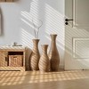 Angel Sar 3-Piece Beige Woven PVC Floor Vase Set, Artificial Weave Tall Flower Stand for Dried Stems, Boho Home Decor for Living Room & Entryway - 4 of 4
