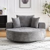 55''W Chenille Swivel Chair with Pillow, Modern Fluffy Single Sofa Chair with 360° Rotation for Living Room, Bedroom or Lounge - ModernLuxe - 2 of 4