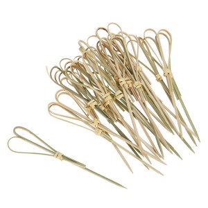 Unique Bargains Disposable Heart Shaped Bamboo Fruit Decorative Cocktail Picks 100 Pcs - 1 of 4