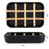 Aoibox Bamboo Wooden Soap Dish with Drainage for Bathroom, Bar Soap Holder for Sink, Deck, Bathtub, Shower Tray (Black) - 2 of 4