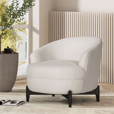 Coolbibila-Upholstered Accent Chair, Club Chairs With Swivel Feature, Chair With High Backrest And Seamless Armrest For Indoor