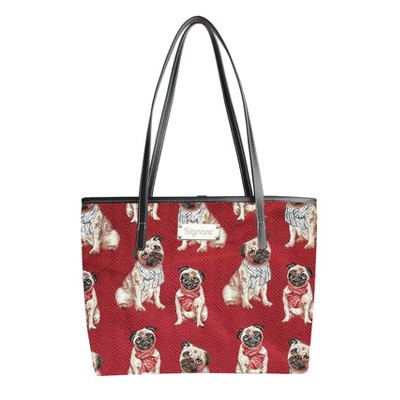 Signare USA Pug Red Shoulder Tote Bag