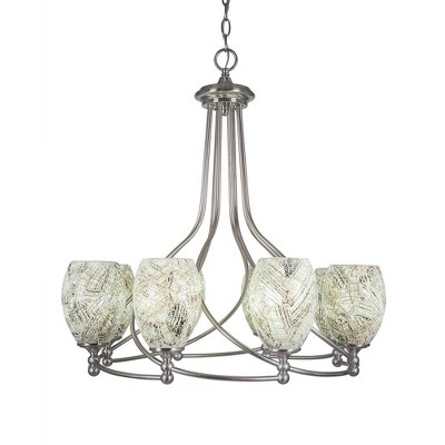 Toltec Lighting Capri 8 - Light Chandelier in  Brushed Nickel with 5" Natural Fusion Shade