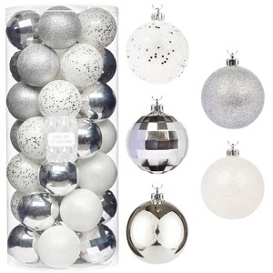 Every Day is Christmas 35ct 2.76"/70mm Shatterproof Round Christmas Tree Ornament Set, Merry Christmas Balls Ornaments with Hooks - 1 of 4