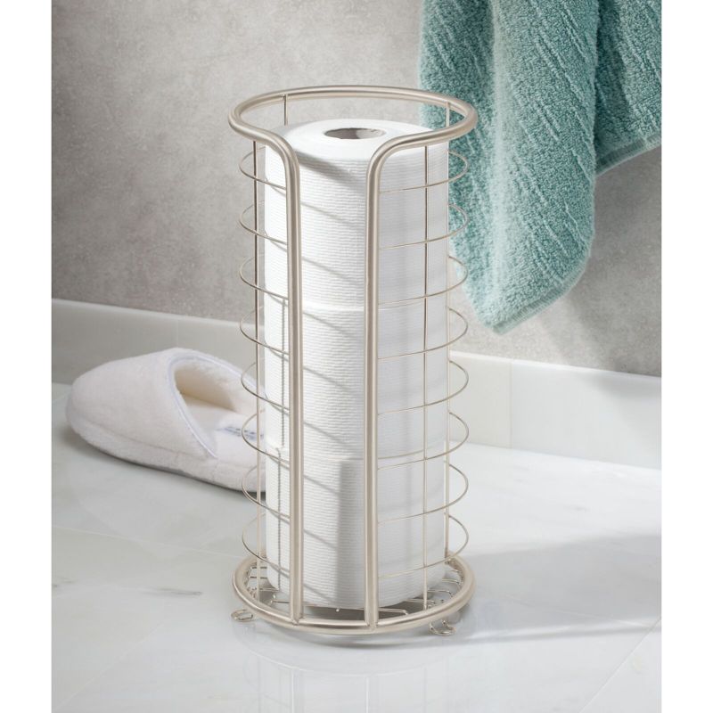 mDesign Metal Toilet Paper Holder Stand, Freestanding 3 Roll Reserve, 2 of 11
