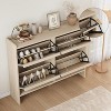 Wooden Shoe Cabinet with 4 Filp Drawers, 2-Tier Slim Shoe Rack with Adjustable and Removable Shelf, Narrow Freestanding Shoe Storage Organizer for - 4 of 4