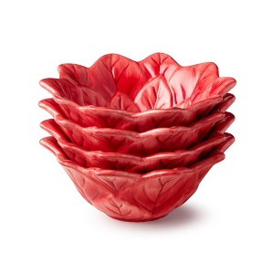 Certified International (Set of 4) 12oz Winter Blooms 3D Poinsettia Ice Cream Bowls - 1 of 4