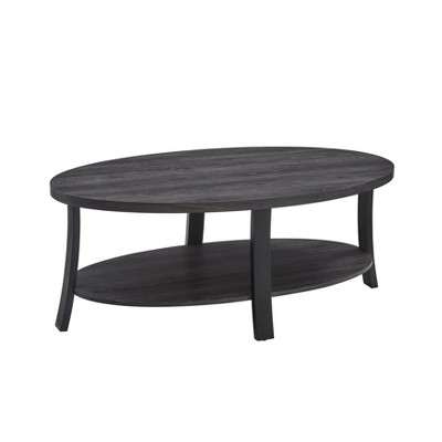 Charcoal Oval Wood Coffee Table with Shelf, 48"