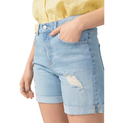 women's distressed boyfriend shorts