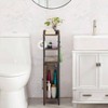 Slim Toilet Paper Holder Small Cabinet with Door 2 Shelves Fenced Top Bathroom Narrow Storage Organizer Rustic Brown - 4 of 4